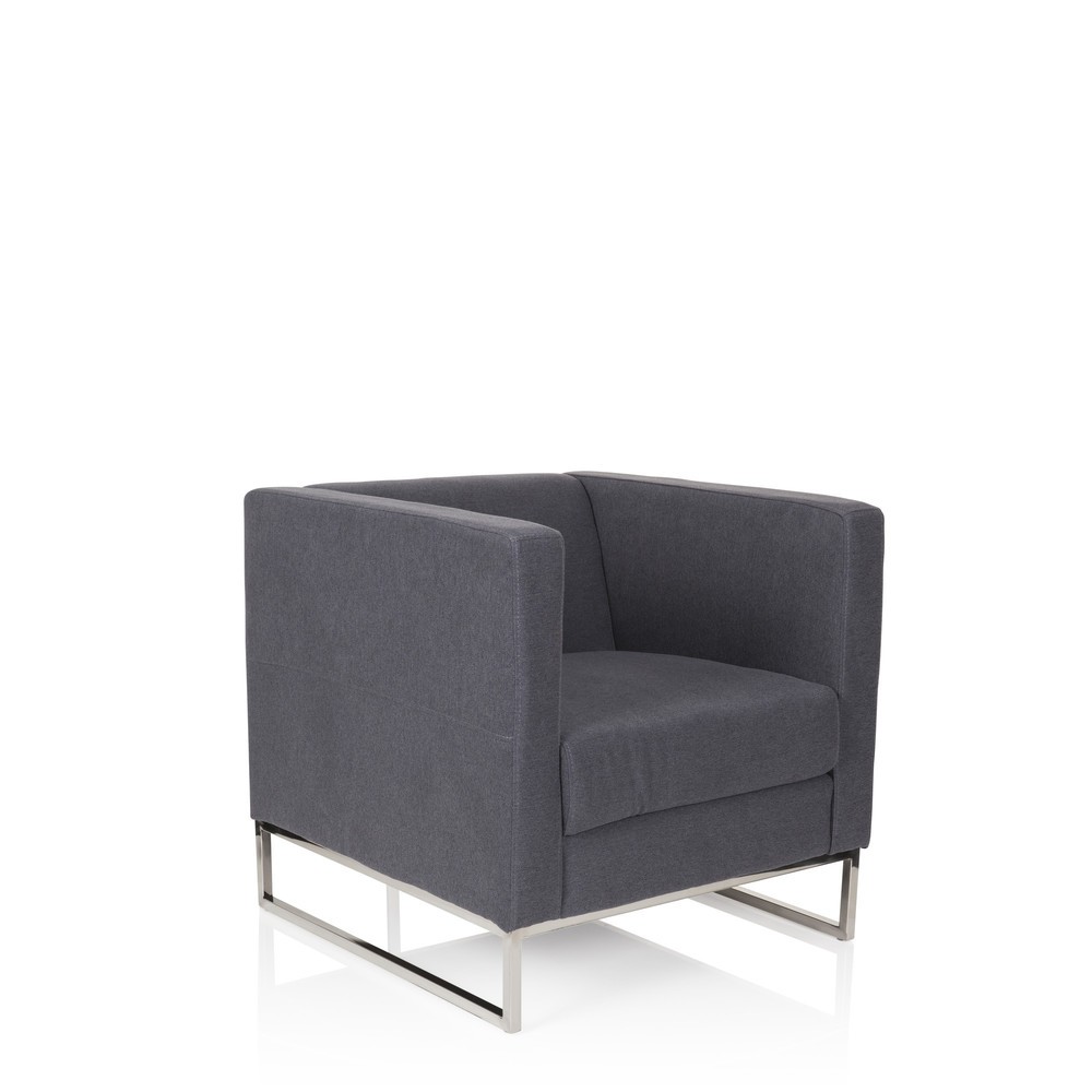 Produktabbildung Nr. 2: hjh OFFICE Loungesessel BARBADOS Gestell Edelstahl Stoff, 1-Sitzer, dunkelgrau
