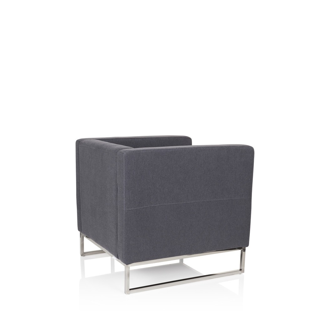 Produktabbildung Nr. 4: hjh OFFICE Loungesessel BARBADOS Gestell Edelstahl Stoff, 1-Sitzer, dunkelgrau