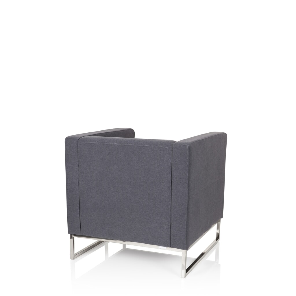 Produktabbildung Nr. 6: hjh OFFICE Loungesessel BARBADOS Gestell Edelstahl Stoff, 1-Sitzer, dunkelgrau