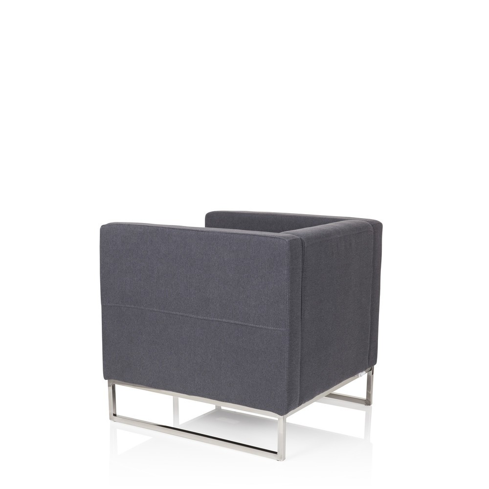 Produktabbildung Nr. 8: hjh OFFICE Loungesessel BARBADOS Gestell Edelstahl Stoff, 1-Sitzer, dunkelgrau
