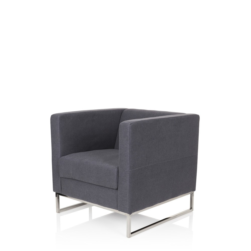 Produktabbildung Nr. 10: hjh OFFICE Loungesessel BARBADOS Gestell Edelstahl Stoff, 1-Sitzer, dunkelgrau