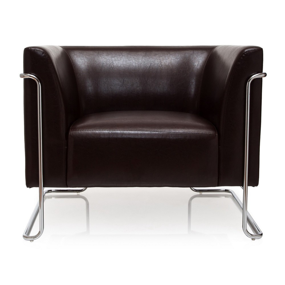 Produktabbildung: hjh OFFICE Loungesessel CURACAO Kunstleder, 1-Sitzer, braun