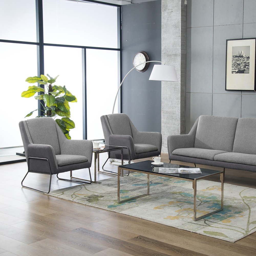 Produktabbildung Nr. 4: hjh OFFICE Loungesessel LAGUN Kufengestell, 1-Sitzer, hellgrau/dunkelgrau