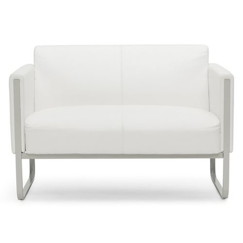 Produktabbildung: hjh OFFICE Loungesofa ARUBA Gestell lichtgrau Kunstleder, 2-Sitzer, weiß