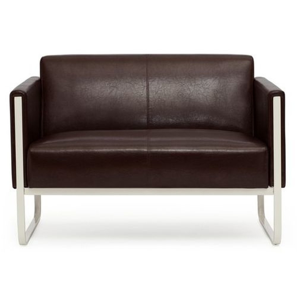 Produktabbildung: hjh OFFICE Loungesofa ARUBA Gestell lichtgrau Kunstleder, 2-Sitzer, braun