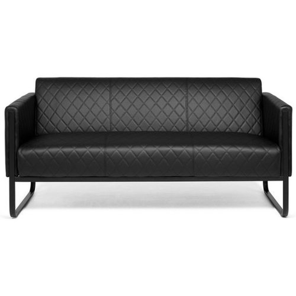 Produktabbildung: hjh OFFICE Loungesofa ARUBA BLACK Gestell schwarz Kunstleder, 3-Sitzer, schwarz