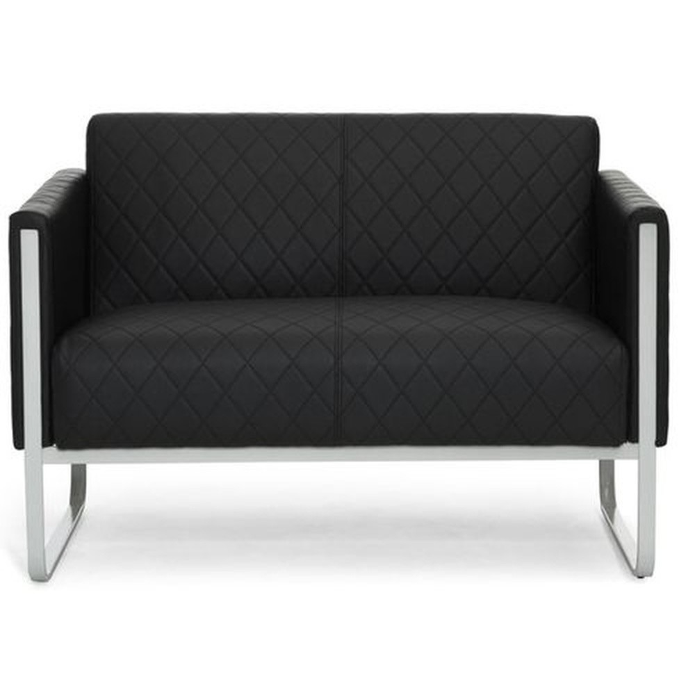 Produktabbildung: hjh OFFICE Loungesofa ARUBA STEP Gestell lichtgrau Kunstleder, 2-Sitzer, schwarz