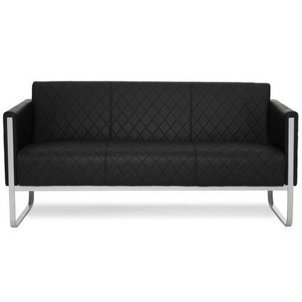 Produktabbildung: hjh OFFICE Loungesofa ARUBA STEP Gestell lichtgrau Kunstleder, 3-Sitzer, schwarz