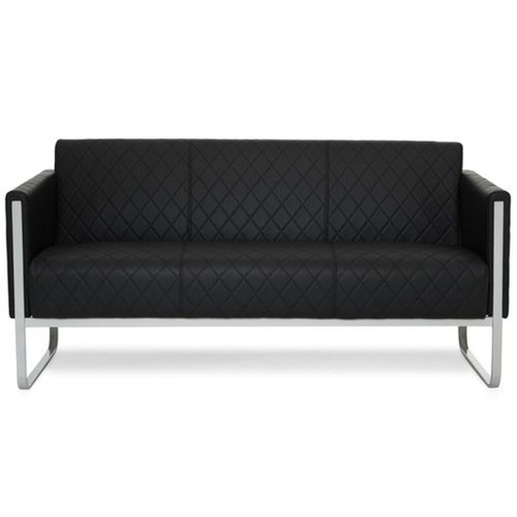 hjh OFFICE Loungesofa ARUBA STEP Gestell lichtgrau Kunstleder, 3-Sitzer, schwarz Produktabbildung: hjh OFFICE Loungesofa ARUBA STEP Gestell lichtgrau Kunstleder, 3-Sitzer, schwarz