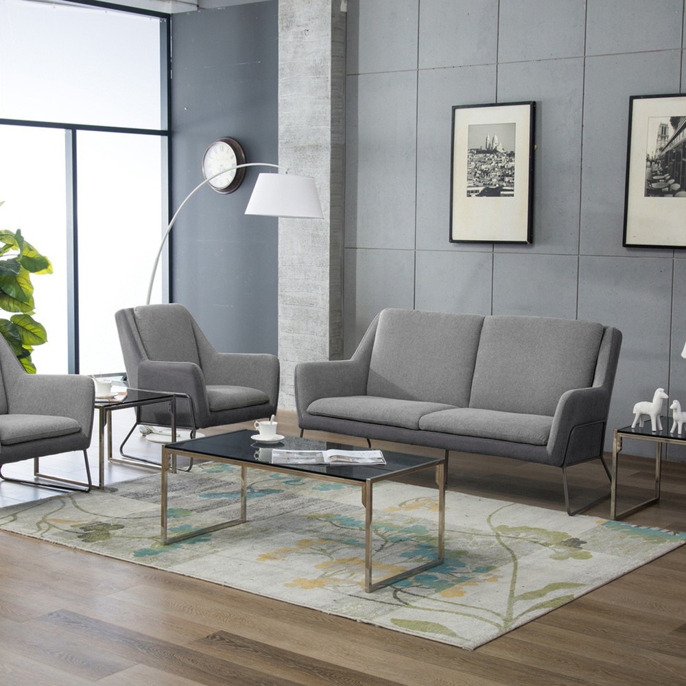 Produktabbildung Nr. 6: hjh OFFICE Loungesofa LAGUN Kufengestell, 3-Sitzer, hellgrau/dunkelgrau