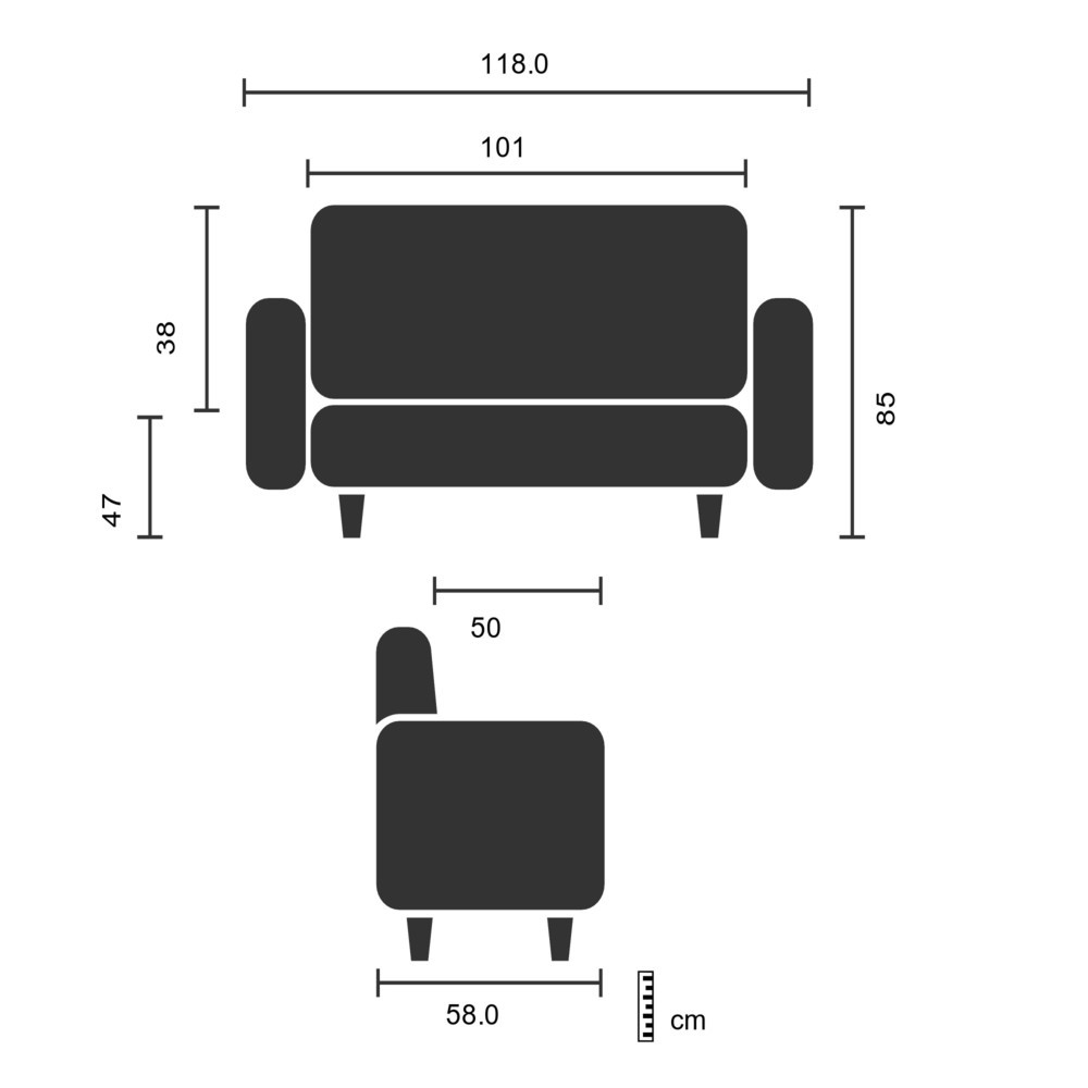 Produktabbildung Nr. 3: hjh OFFICE Loungesofa / Club Sofa ST. LUCIA Kunstleder, 2-Sitzer, weiß