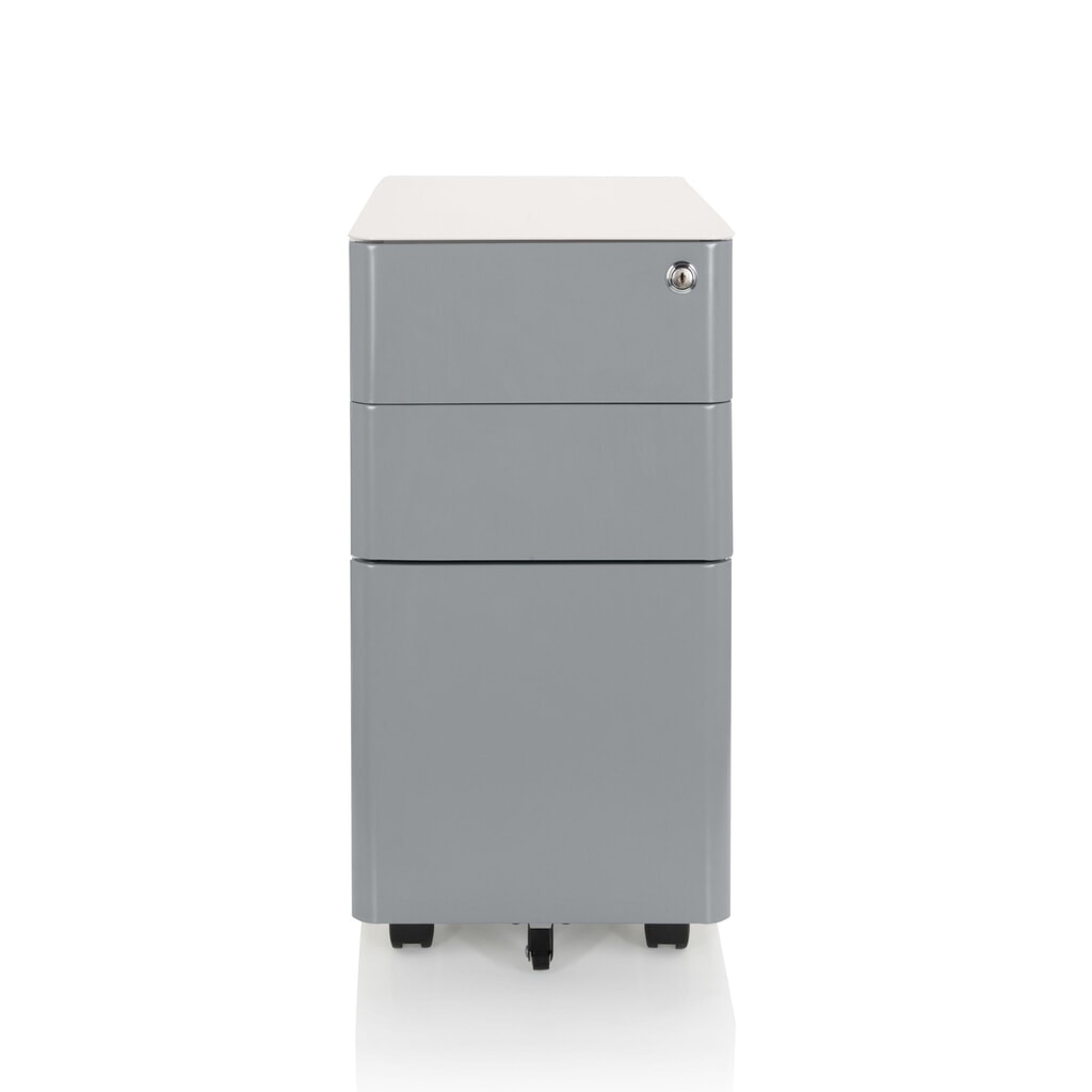 hjh OFFICE Rollcontainer COLOR I Metall, weiß / grau Produktabbildung: hjh OFFICE Rollcontainer COLOR I Metall, weiß / grau