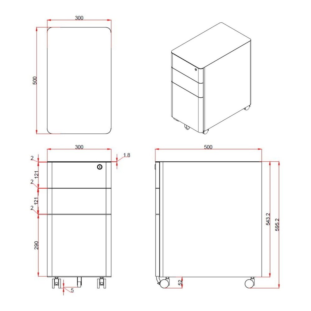 Produktabbildung Nr. 5: hjh OFFICE Rollcontainer COLOR I Metall, schwarz