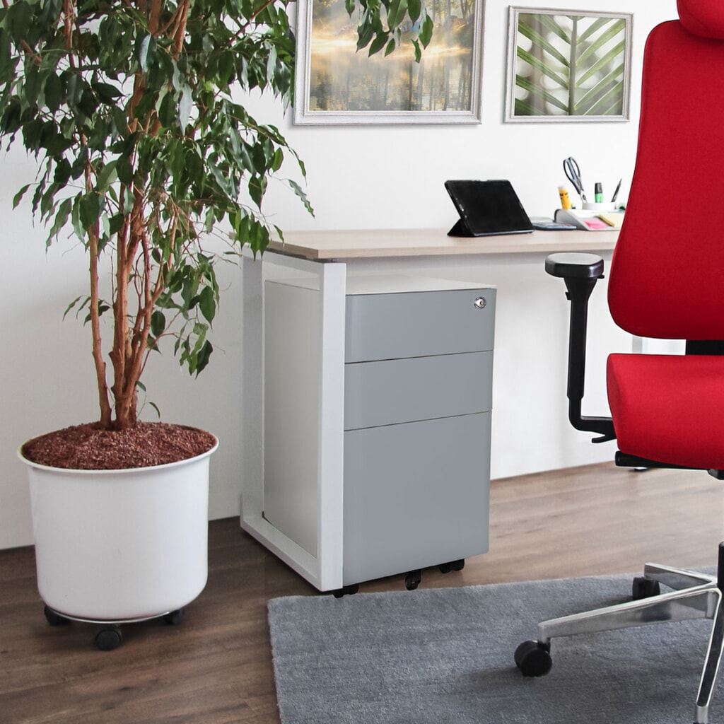 hjh OFFICE Rollcontainer COLOR I Metall, weiß / grau Produktabbildung Nr. 6: hjh OFFICE Rollcontainer COLOR I Metall, weiß / grau