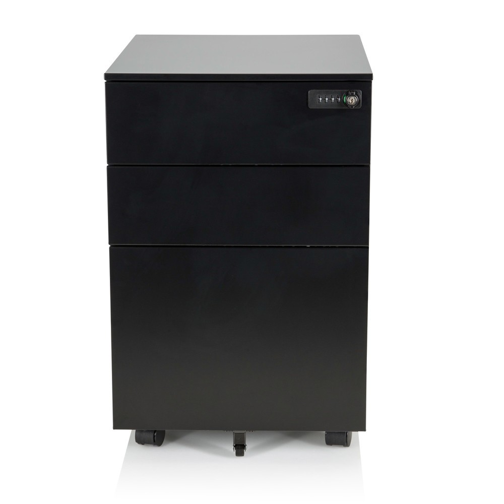 Produktabbildung: hjh OFFICE Rollcontainer COLOR OS I Metall, schwarz mit Zahlenschloss