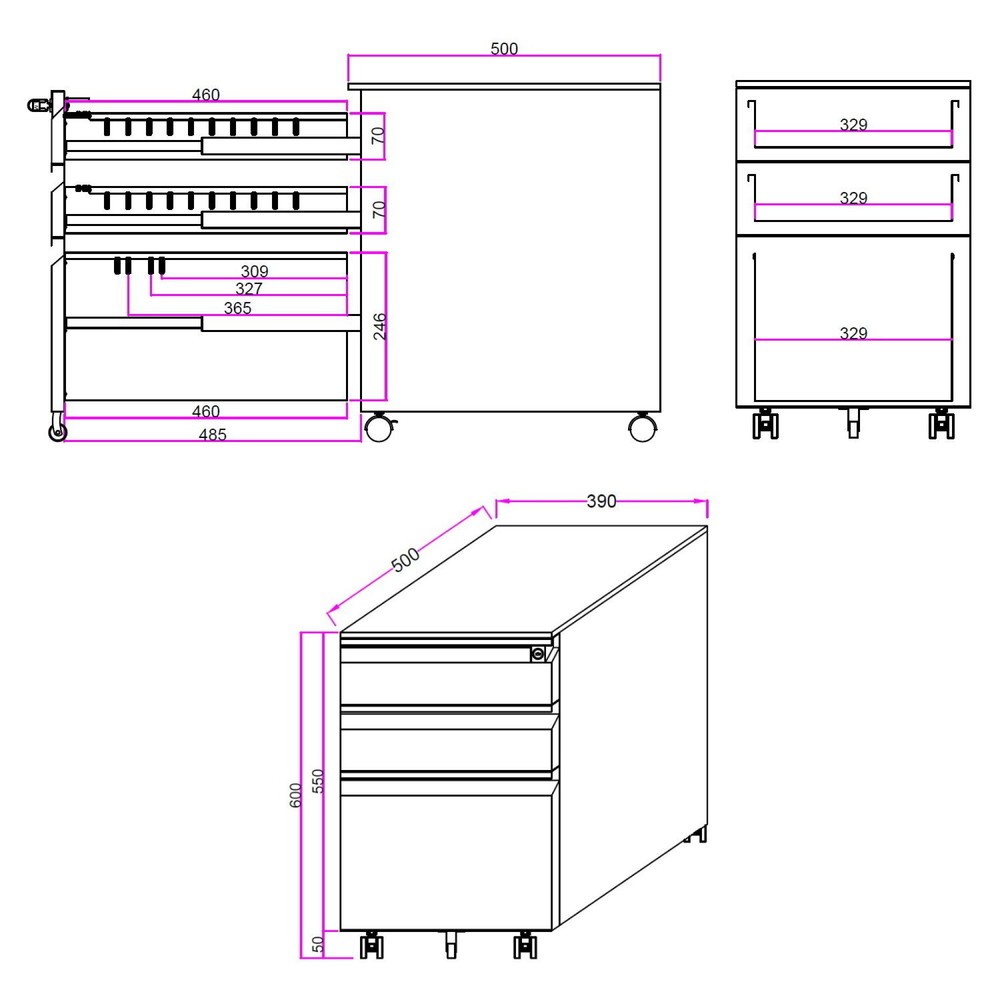 Produktabbildung Nr. 5: hjh OFFICE Rollcontainer COLOR OS Metall, weiß mit Sitzkissen grau