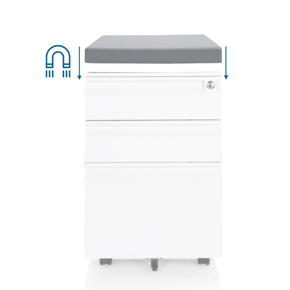 Produktabbildung Nr. 7: hjh OFFICE Rollcontainer COLOR OS Metall, weiß mit Sitzkissen grau