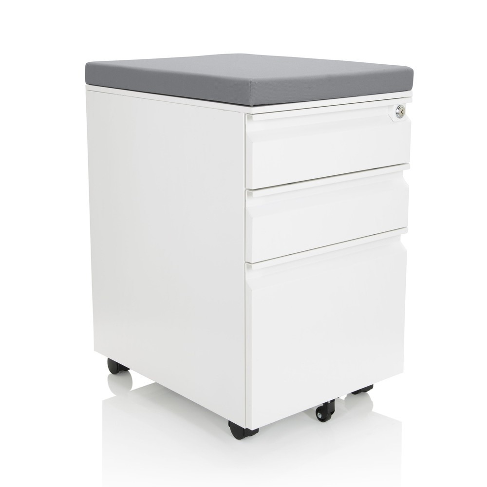 Produktabbildung Nr. 9: hjh OFFICE Rollcontainer COLOR OS Metall, weiß mit Sitzkissen grau
