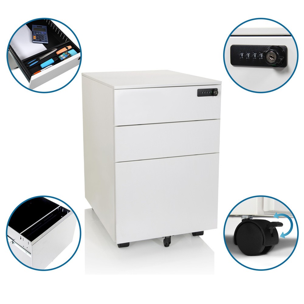 Produktabbildung Nr. 2: hjh OFFICE Rollcontainer COLOR OS I Metall weiß mit Zahlenschloss