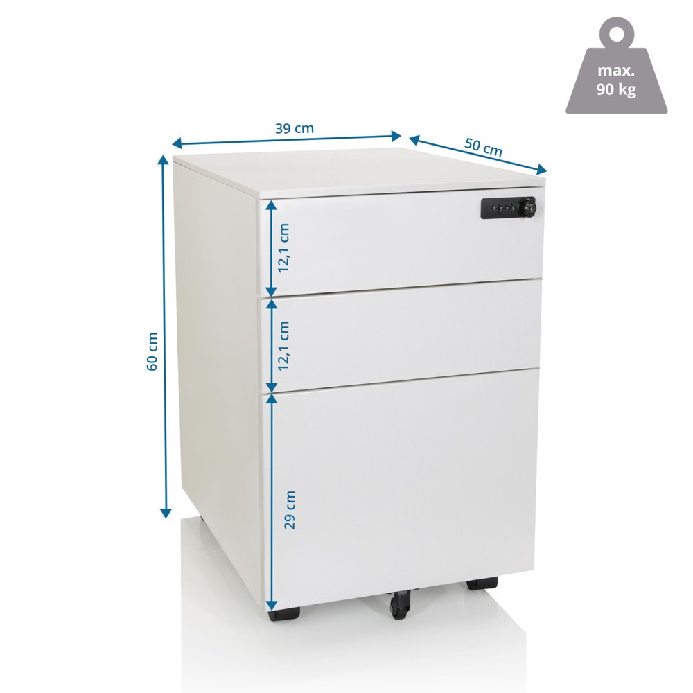 Produktabbildung Nr. 5: hjh OFFICE Rollcontainer COLOR OS I Metall weiß mit Zahlenschloss