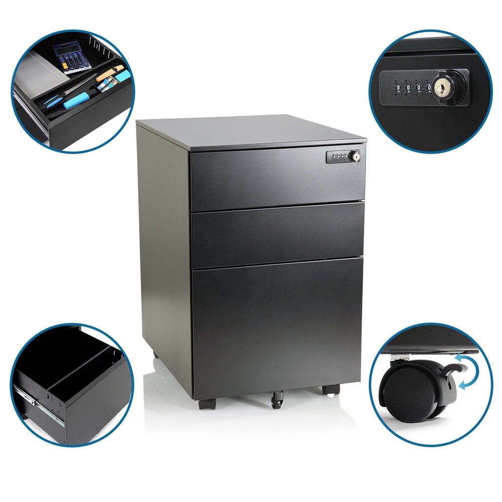 Produktabbildung Nr. 2: hjh OFFICE Rollcontainer COLOR OS I Metall, schwarz mit Zahlenschloss