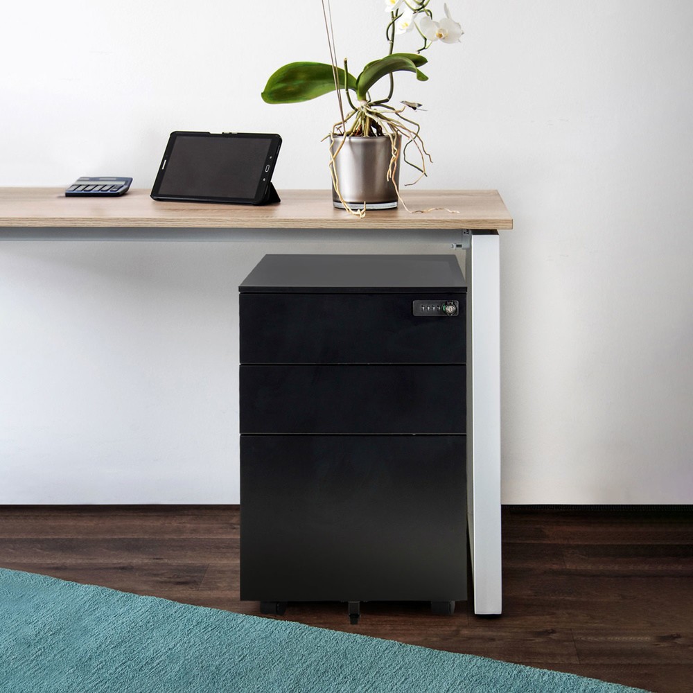 Produktabbildung Nr. 6: hjh OFFICE Rollcontainer COLOR OS I Metall, schwarz mit Zahlenschloss