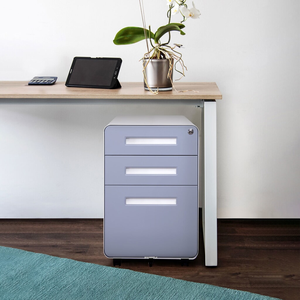 hjh OFFICE Rollcontainer COLOR PLUS I Metall, weiß / grau Produktabbildung Nr. 7: hjh OFFICE Rollcontainer COLOR PLUS I Metall, weiß / grau