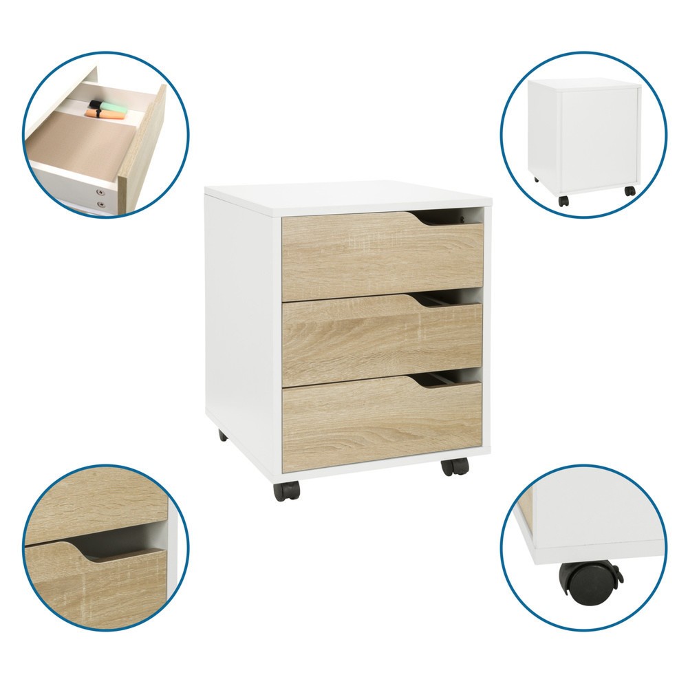 Produktabbildung Nr. 2: hjh OFFICE Rollcontainer ORGANISER I, eiche hell / weiß