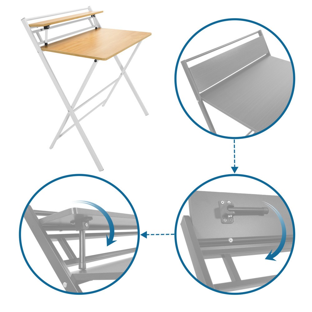 Produktabbildung Nr. 3: hjh OFFICE Schreibtisch / Arbeitstisch EASY CLAP 92 x 84, eiche hell / weiß