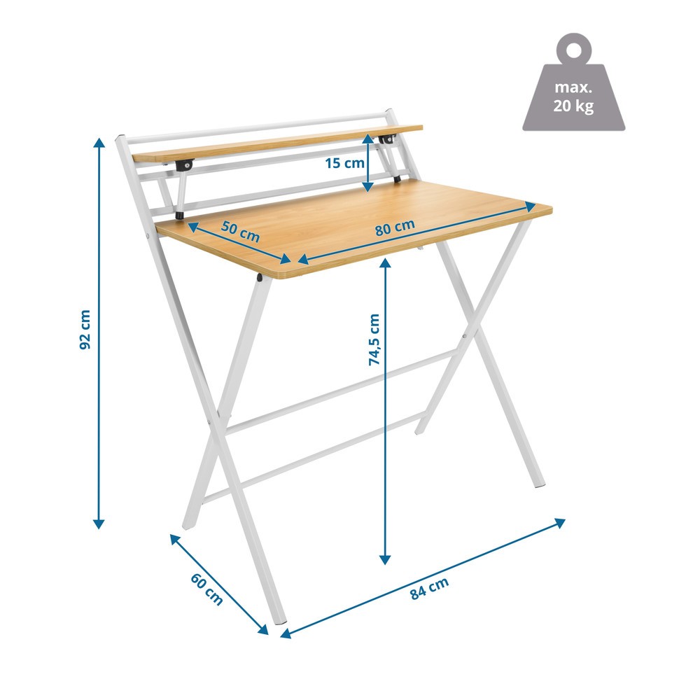 Produktabbildung Nr. 5: hjh OFFICE Schreibtisch / Arbeitstisch EASY CLAP 92 x 84, eiche hell / weiß