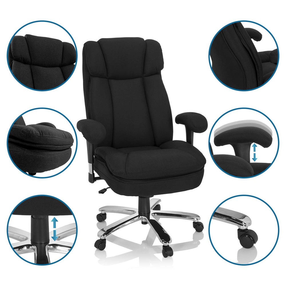 Produktabbildung Nr. 10: hjh OFFICE Schwerlaststuhl / Büro BUILDER XXL I Stoff, schwarz