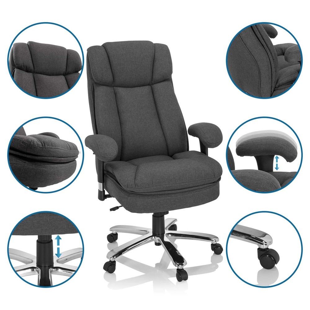 Produktabbildung Nr. 10: hjh OFFICE Schwerlaststuhl / Büro BUILDER XXL I Stoff, dunkelgrau