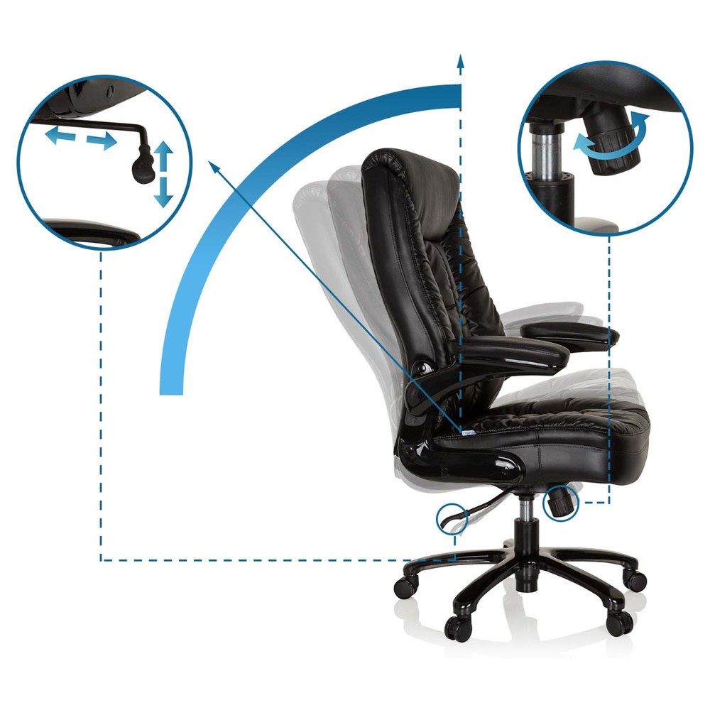 Produktabbildung Nr. 10: hjh OFFICE Schwerlaststuhl / Büro INSTRUCTOR III XXL Leder, schwarz