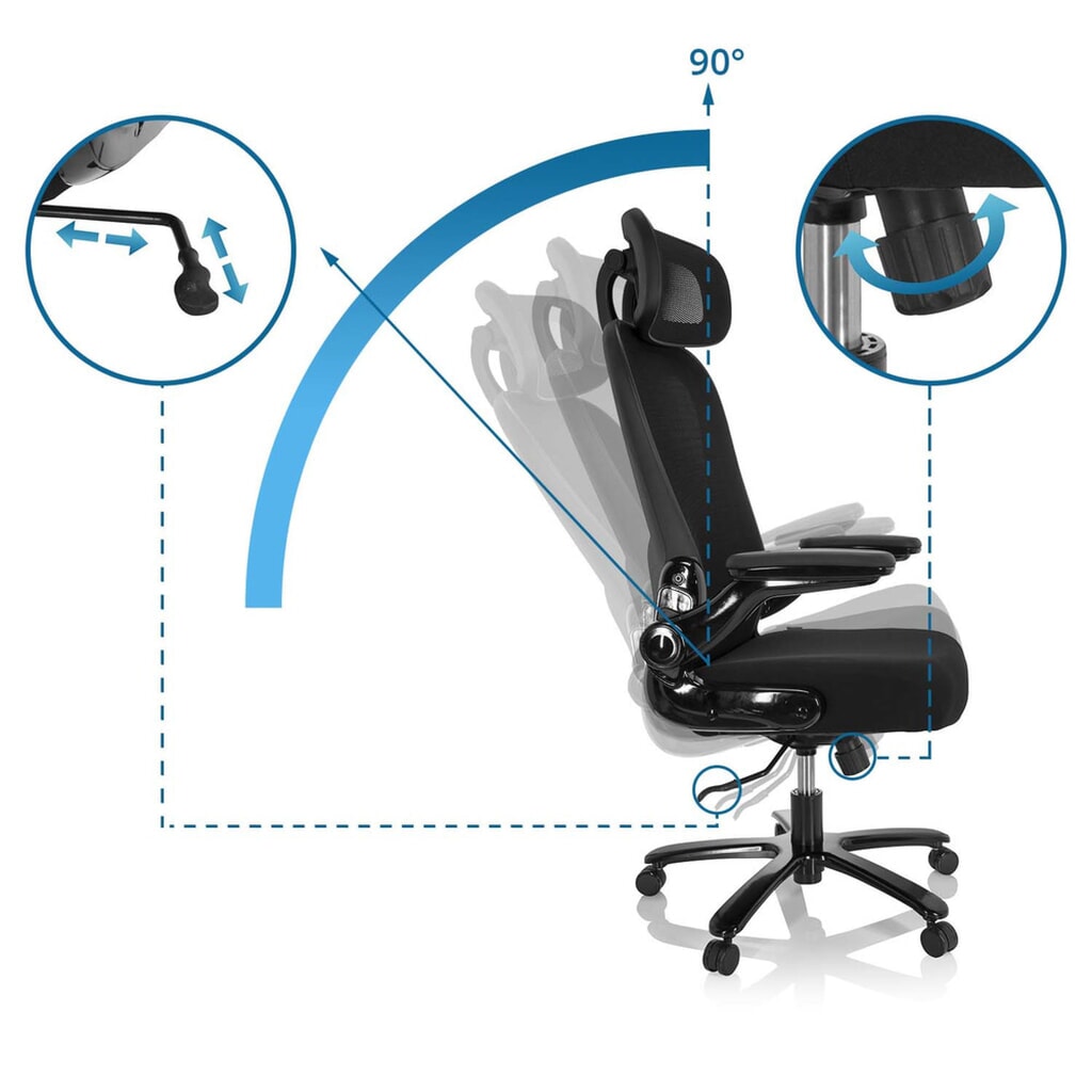hjh OFFICE Schwerlaststuhl / Büro INSTRUCTOR XXL SW I PRO Stoff/Netzstoff, schwarz Produktabbildung Nr. 11: hjh OFFICE Schwerlaststuhl / Büro INSTRUCTOR XXL SW I PRO Stoff/Netzstoff, schwarz