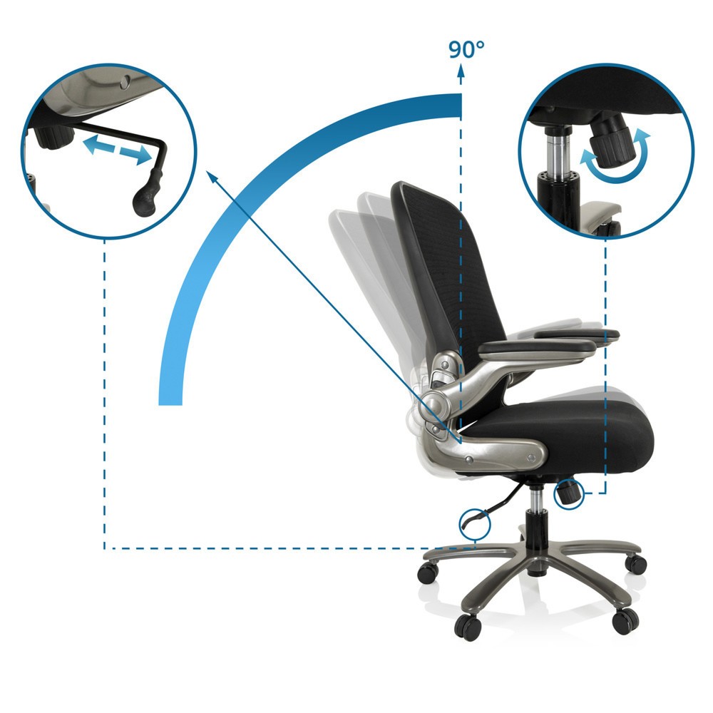 Produktabbildung Nr. 3: hjh OFFICE Schwerlaststuhl / Bürostuhl INSTRUCTOR T I Titan XXL Netzstoff / Stoff, schwarz