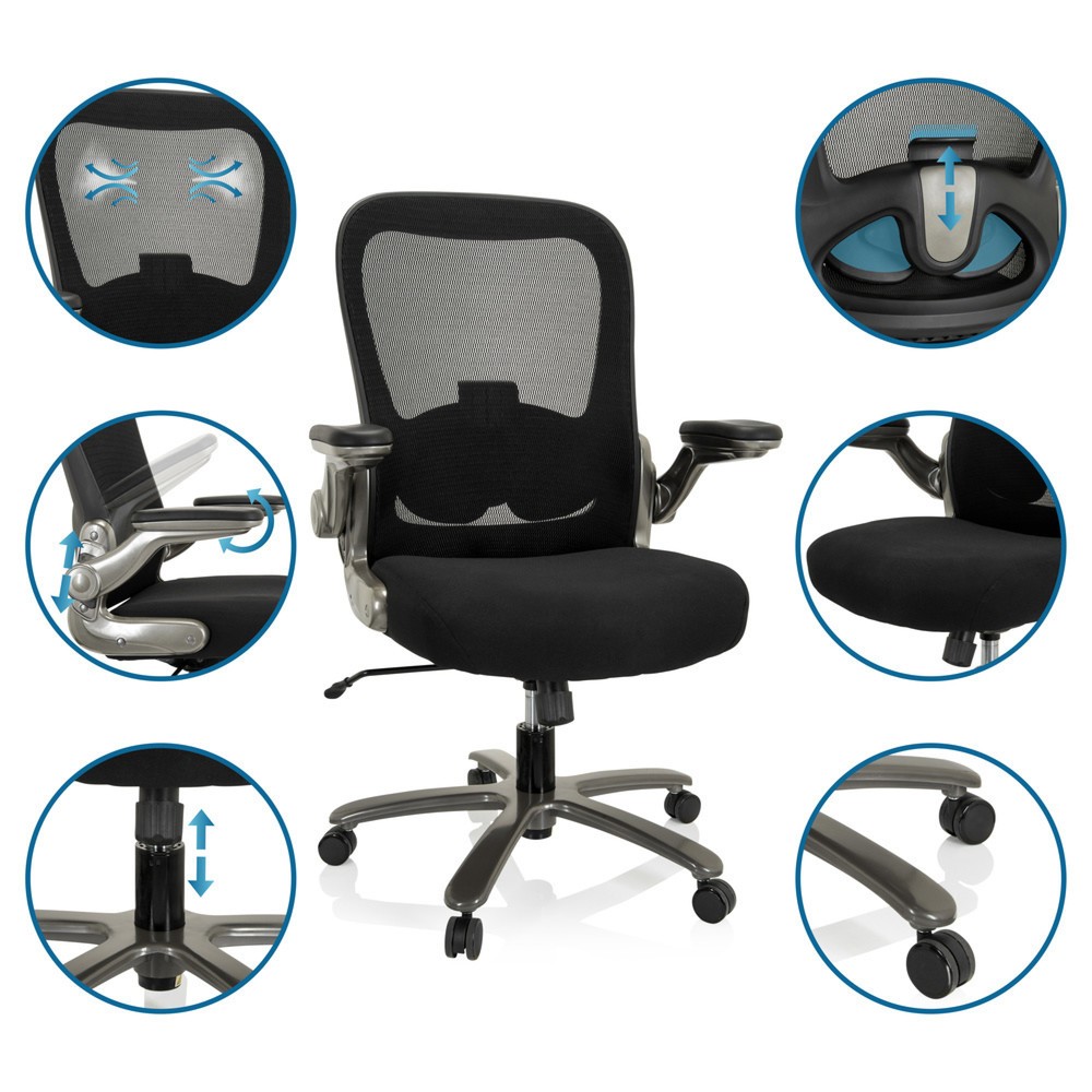 Produktabbildung Nr. 4: hjh OFFICE Schwerlaststuhl / Bürostuhl INSTRUCTOR T I Titan XXL Netzstoff / Stoff, schwarz