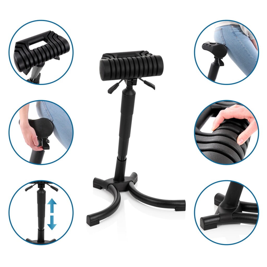 Produktabbildung Nr. 3: hjh OFFICE Stehhilfe / Arbeitsstuhl TOP WORK 33 PU Schaum, Metallgestell, schwarz