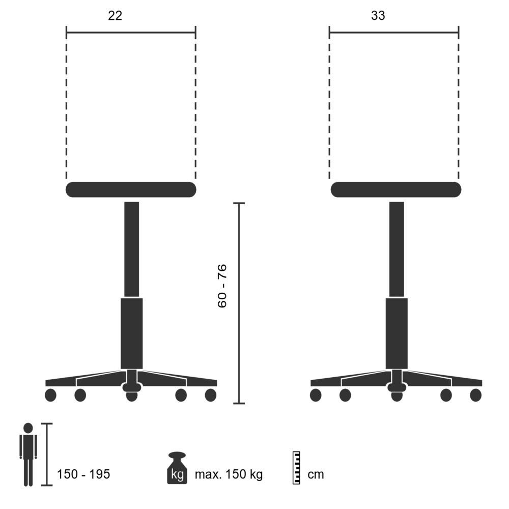 Produktabbildung Nr. 5: hjh OFFICE Stehhilfe / Arbeitsstuhl TOP WORK 34 PU Schaum, Metallgestell, schwarz