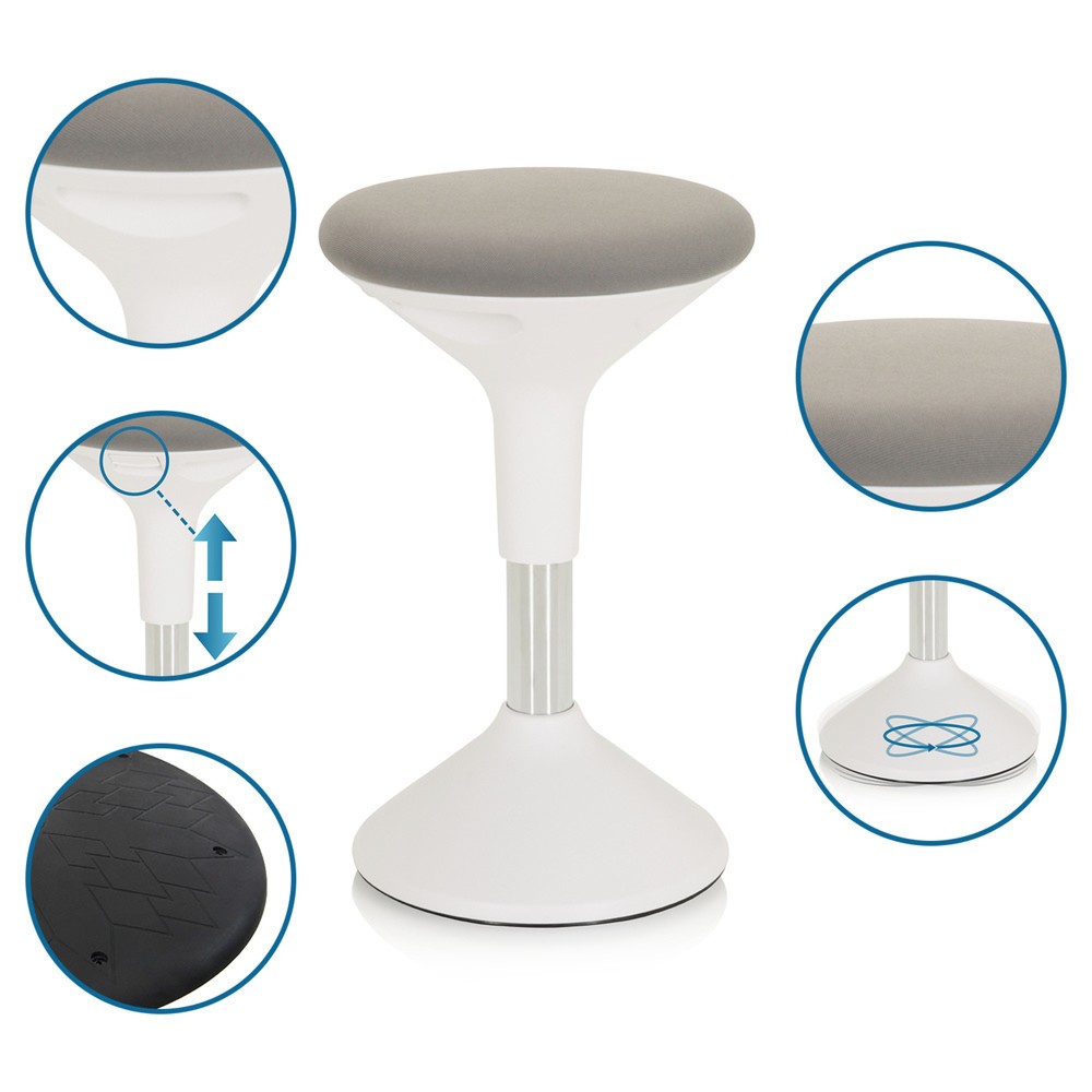 Produktabbildung Nr. 10: hjh OFFICE Stehhocker / Stehhilfe BALANCE SIT II W Stoff, weiß/grau