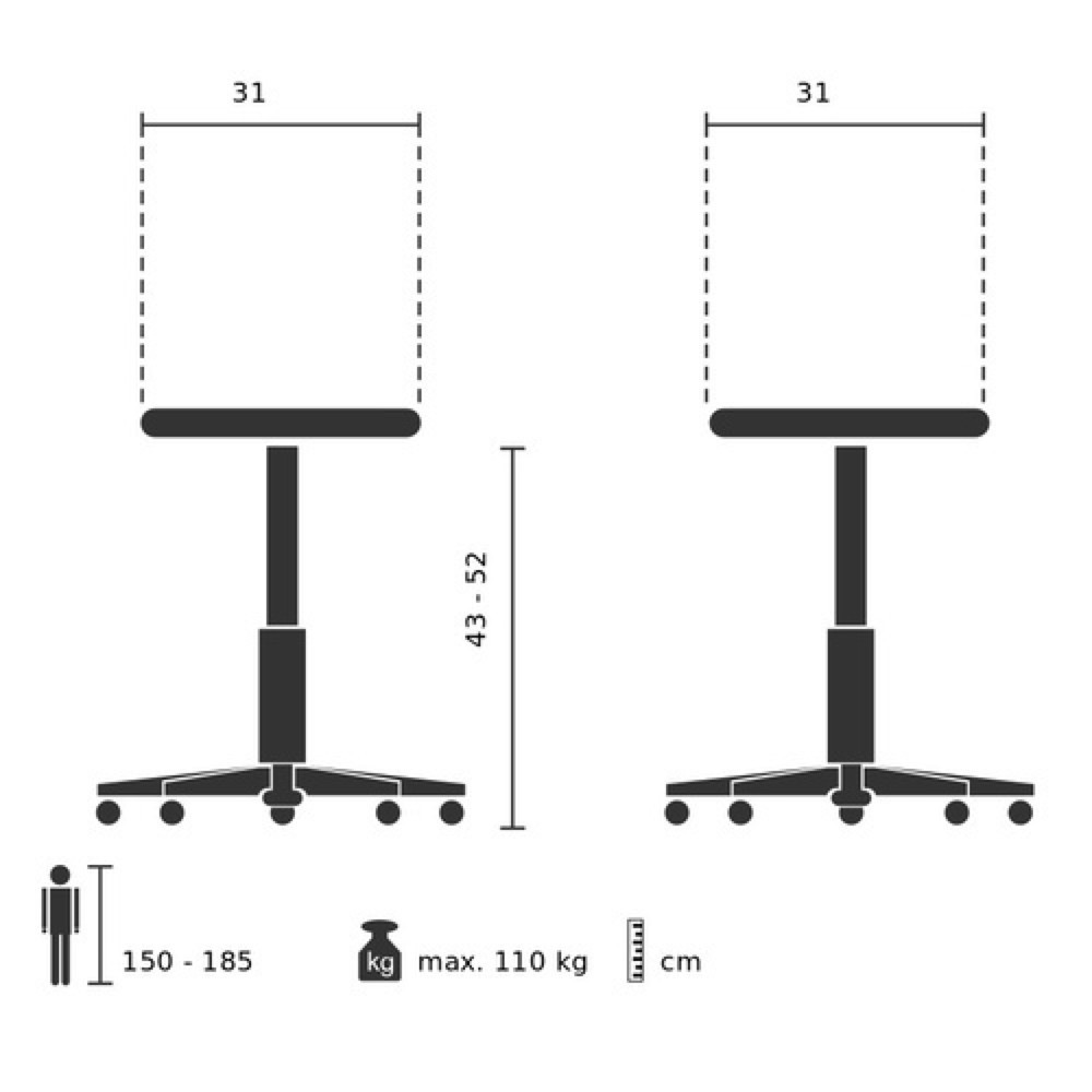 Produktabbildung Nr. 11: hjh OFFICE Stehhocker / Stehhilfe BALANCE SIT II W Stoff, weiß/grau