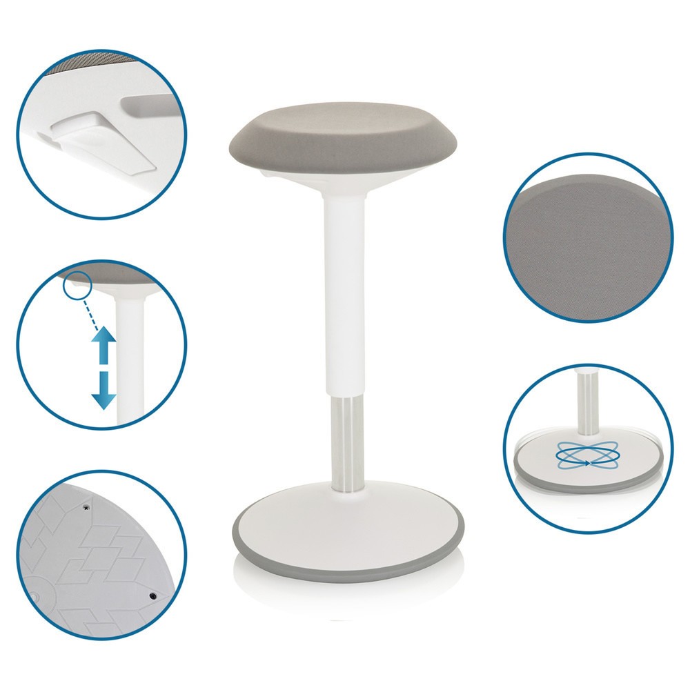 Produktabbildung Nr. 10: hjh OFFICE Stehhocker / Stehhilfe BALANCE SIT III W Stoff, weiß/grau