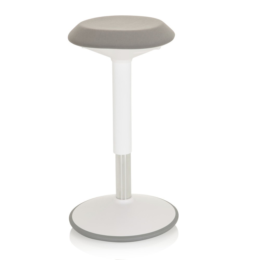 Produktabbildung: hjh OFFICE Stehhocker / Stehhilfe BALANCE SIT III W Stoff, weiß/grau