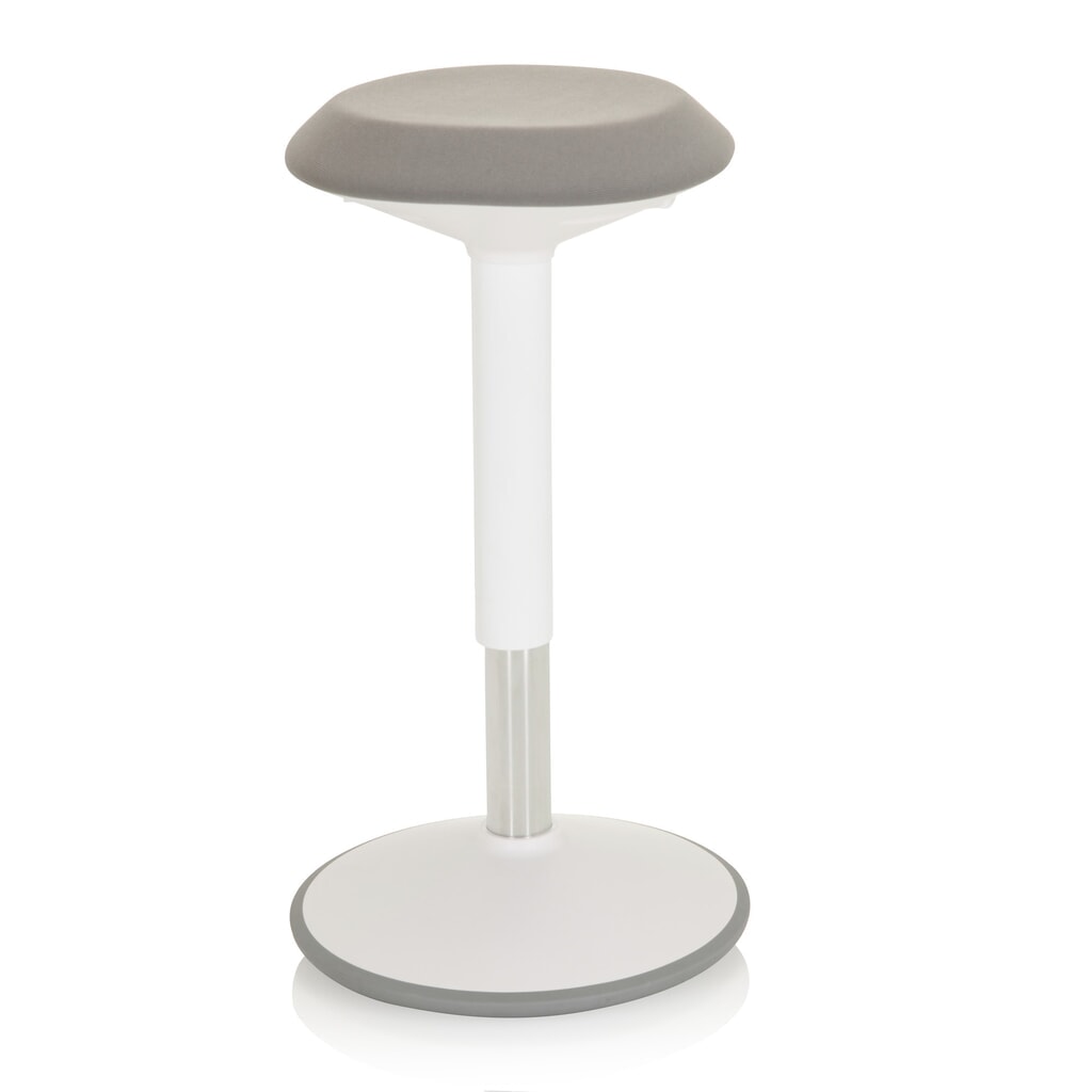 Produktabbildung: hjh OFFICE Stehhocker / Stehhilfe BALANCE SIT III W Stoff, weiß/grau