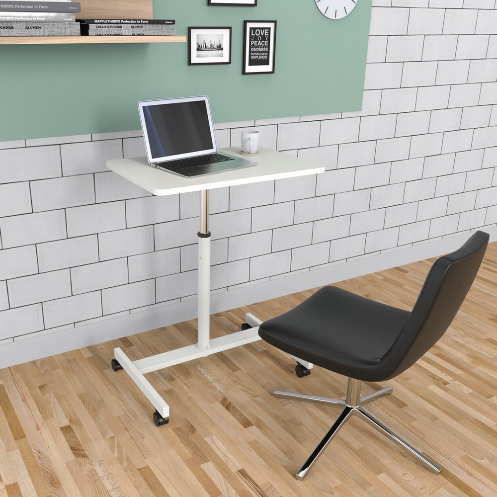 Produktabbildung Nr. 6: hjh OFFICE Stehtisch / Laptopständer STAND VM-SU mit Gasdruckfeder & Rollen, weiß