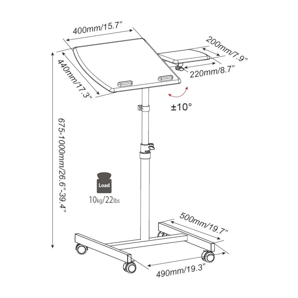 Produktabbildung Nr. 7: hjh OFFICE Stehtisch/Laptopständer mit Rollen VM-SL, schwarz