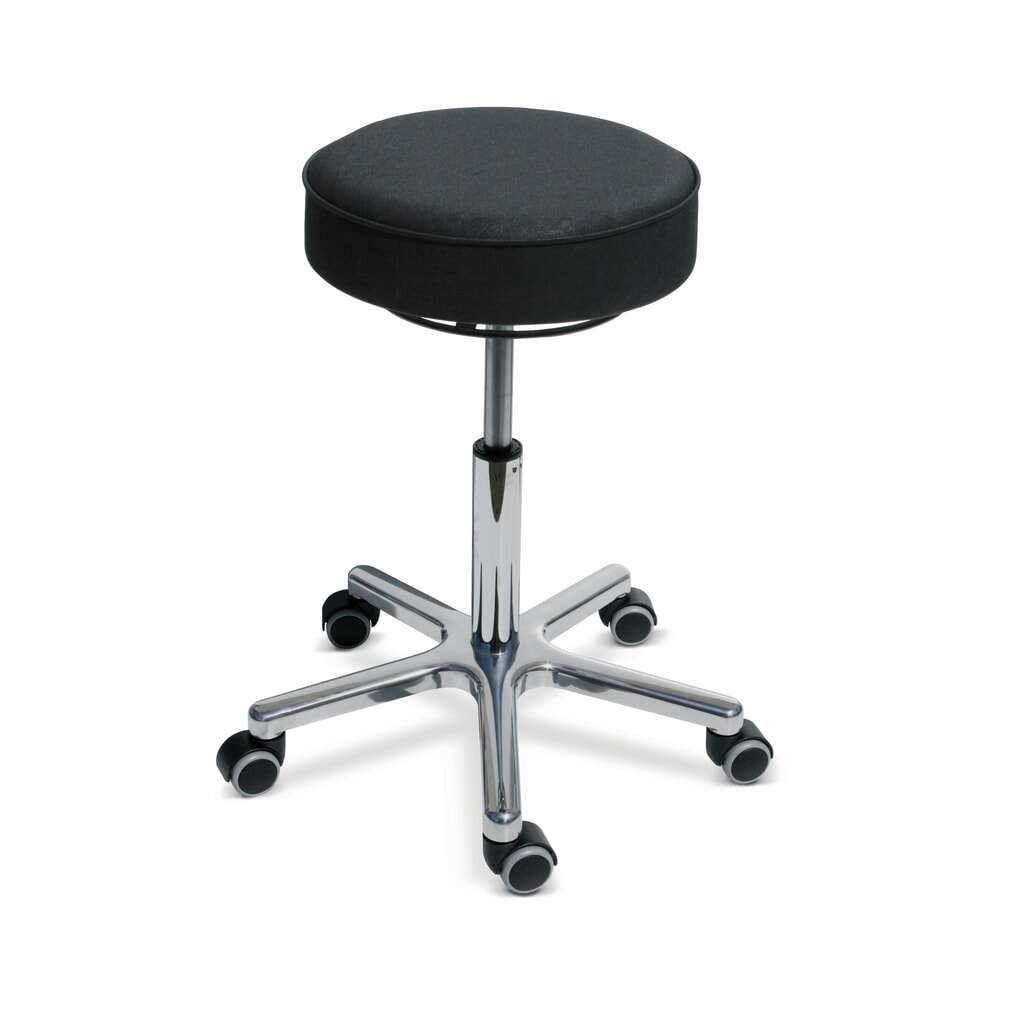 Hocker Premium, Kunstledersitz, Sitzhöhe 540-720 mm, Rollen, schwarz Produktabbildung: Hocker Premium, Kunstledersitz, Sitzhöhe 540-720 mm, Rollen, schwarz