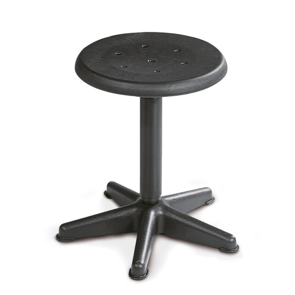 Produktabbildung: Hocker, Sitz aus Buche, Sitzhöhe 410-600 mm, Drehspindel, Kunststoffbasis, Bodengleiter