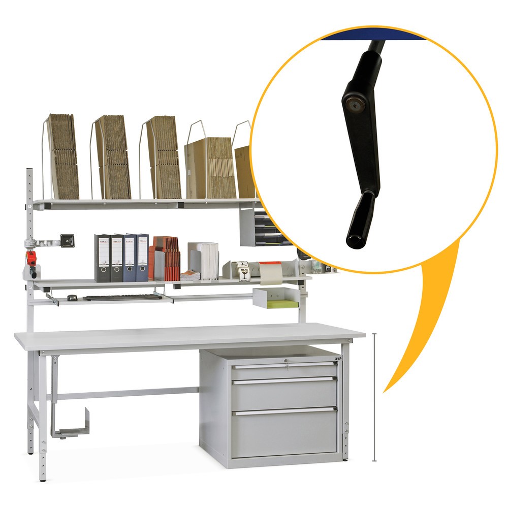 Produktabbildung Nr. 2: Höhenverstellung per Kurbel, für Packtisch, Verstellbereich 750-950 mm