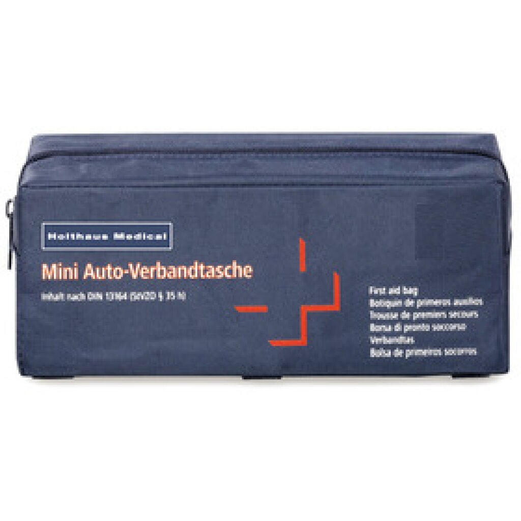 Produktabbildung: Holthaus Mini Auto-Verbandtasche, DIN 13164, (BxHxT): 22,0 x 8,0 x 8,0 cm