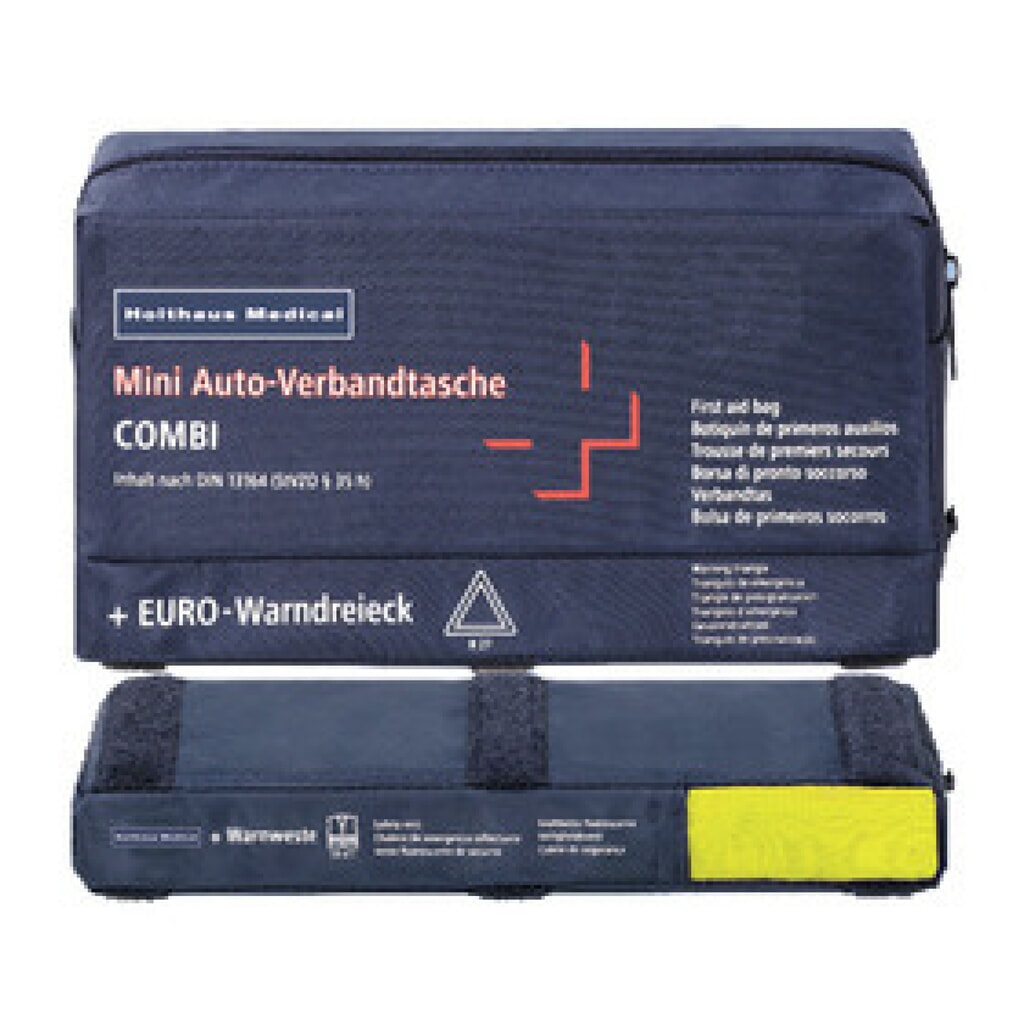 Produktabbildung: Holthaus Mini Auto-Verbandtasche Combi 3 in 1, DIN 13164, (BxHxT): 22,0 x 15,0 x 8,0 cm